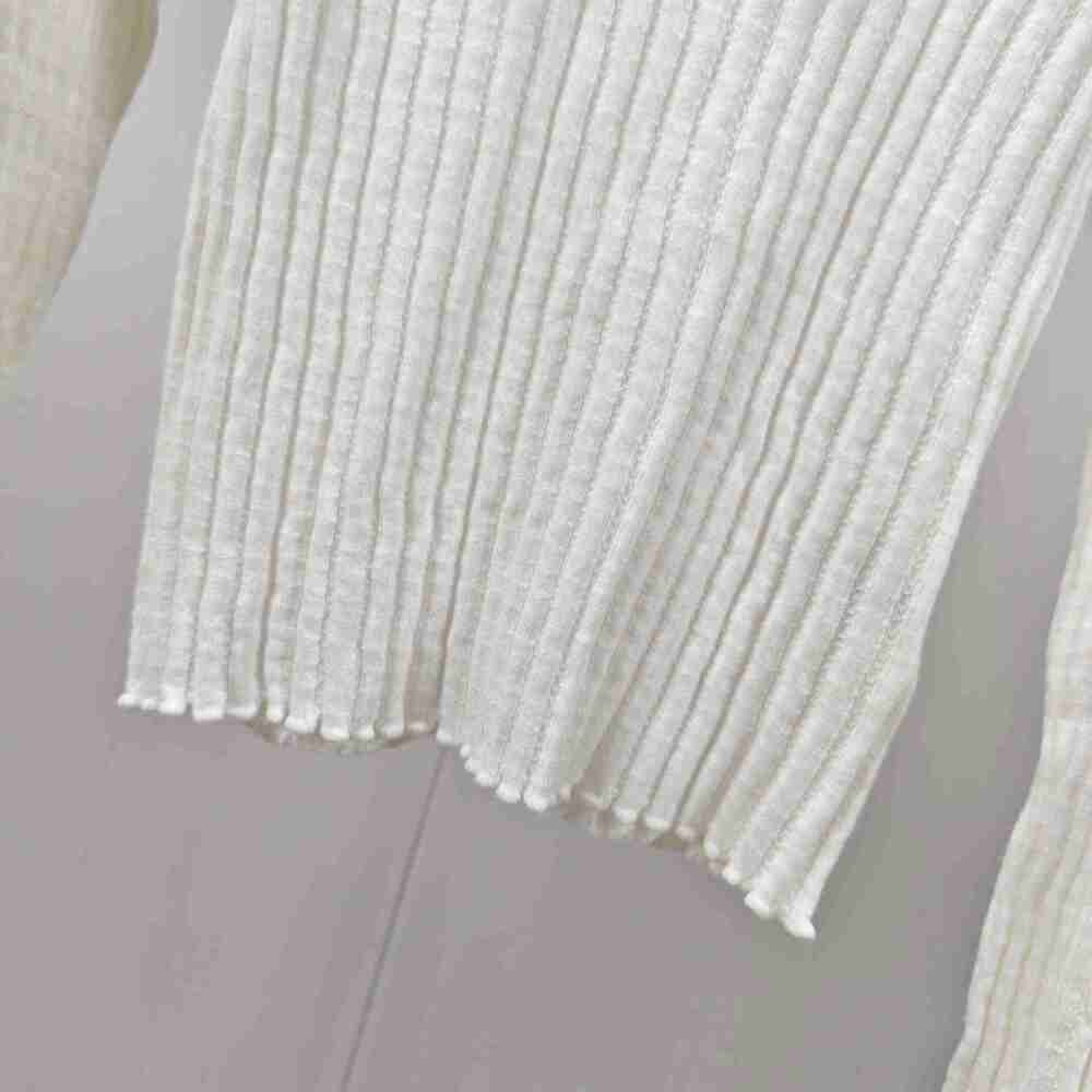 Miu Miu White Ribbed Ruffle-Trim Knit Top - Picture 5 of 9
